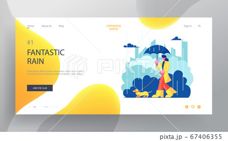 Woman Character in Cloak and Boots Walk with Dog at Rainy Weather , Girl Spend Time with Pet Outdoors. Relax, Leisure, Animals Woman Character in Cloak and Boots Walk with Dog at Rainy Weather , Girl Spend Time with Pet Outdoors. Relax, Leisure, Animals 67406355