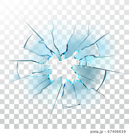 Smashed Glass Window Broken Bullet Hole Vector 67406639