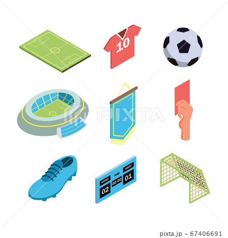 Soccer Game Sport Equipment Collection Set Vector Soccer Game Sport Equipment Collection Set Vector 67406691