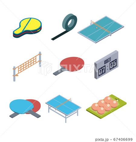 Table Tennis Game Equipment Collection Set Vector 67406699
