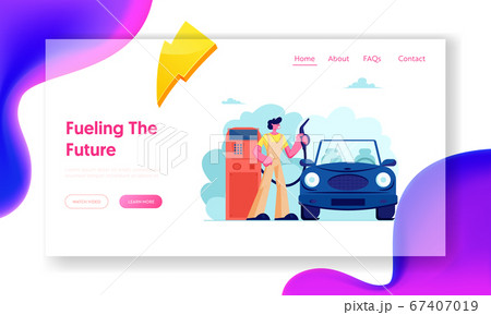 Gasoline Service for Drivers Website Landing Page, Car on Gas Station, Worker in Workwear at Petroleum Station Refueling Auto Gasoline Service for Drivers Website Landing Page, Car on Gas Station, Worker in Workwear at Petroleum Station Refueling Auto 67407019