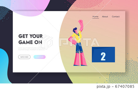 Sportsman with Silver Medal Celebrating Second Place in Tournament, Victory, Sport Lifestyle, Success Achievement, Sports Trophy 67407085