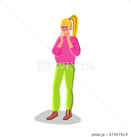 Sick Woman Suffering From Gland Sore Ache Vector 67407624