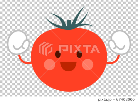 ガッツポーズするトマトのキャラクター ガッツポーズするトマトのキャラクター 67408000