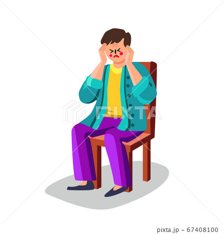 Man With Migraine Head Ache Sitting On Seat Vectorのイラスト素材 Man With Migraine Head Ache Sitting On Seat Vectorのイラスト素材