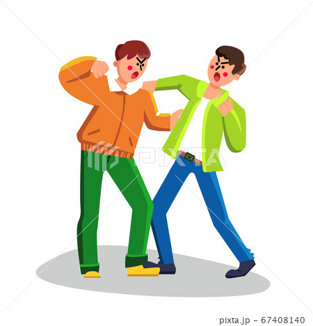 Men Fighting Boxing, Aggressive Behavior Vector Illustration 67408140