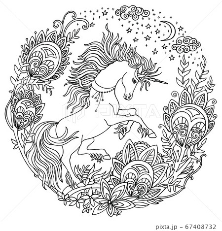 Coloring unicorn vector 3 67408732