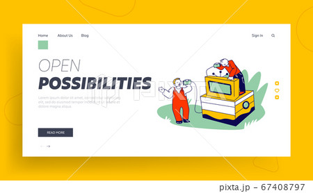 Kids Characters Speaking by Retro Deaf Phone Landing Page Template. Can Telephone made of Tin Jars Kids Characters Speaking by Retro Deaf Phone Landing Page Template. Can Telephone made of Tin Jars 67408797