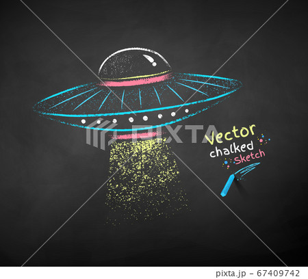 Chalk drawn illustration of UFO Chalk drawn illustration of UFO 67409742