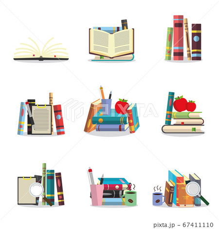 Collection of colored book icons. 67411110