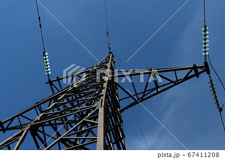 Electric high-voltage towers. electric high-voltage towers against the sky. 67411208