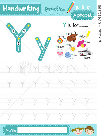 Letter Y uppercase and lowercase tracing practice worksheet A4 67411399