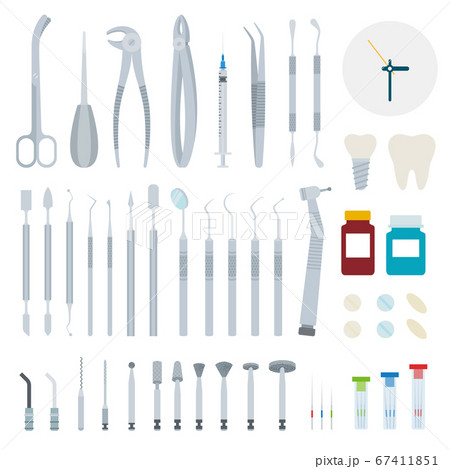 Set of Stomatology and Dental tools flat vector illustration. 67411851