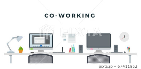 Co - Working with two computers concept set vector flat isolated 67411852