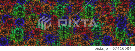 Multicolored particles of coronavirus COVID 19 Background 3d rendering 67416004