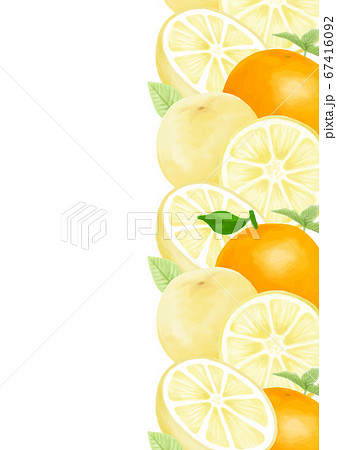 果物 フルーツ イラスト フレーム 夏 セットのイラスト素材