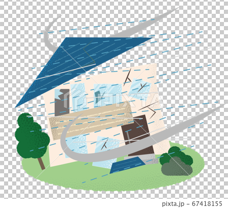Vector illustration of houses suffering from typhoon damage 67418155