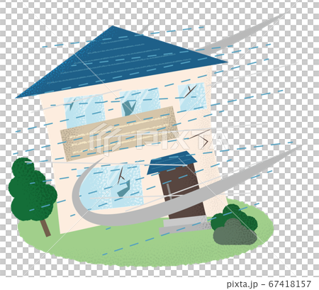 Vector illustration of houses suffering from typhoon damage 67418157