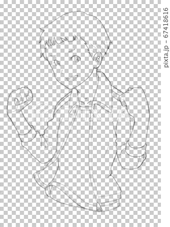 A girl student in a sports outfit that supports you in a guts pose (line drawing) A girl student in a sports outfit that supports you in a guts pose (line drawing) 67418616
