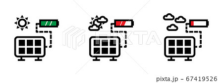 Renewable energy from sun light, solar cell application icon for save the earth environment 67419526