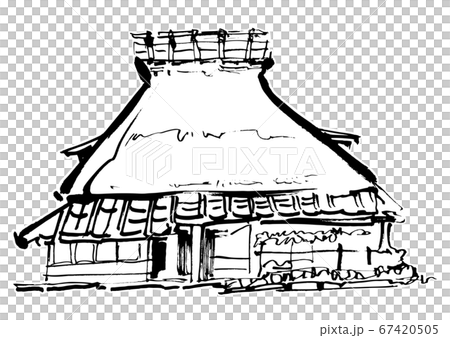 茅草屋頂大廈-Sumi-e 茅草屋頂大廈-Sumi-e 67420505