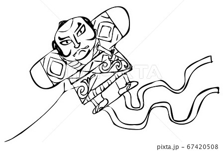 やっこだこ 墨絵のイラスト素材 67420508 Pixta