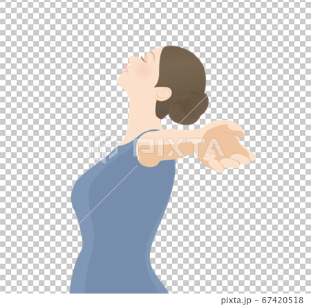 深呼吸する女性 67420518