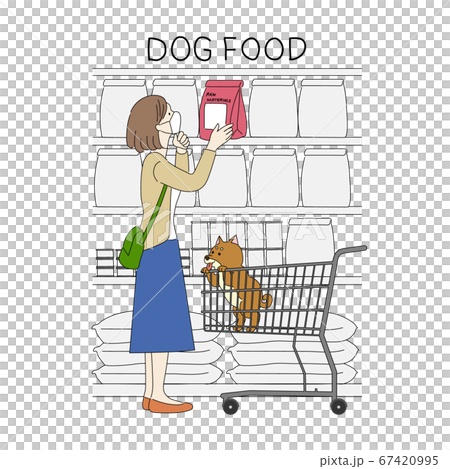 Woman choosing dog food Woman choosing dog food 67420995