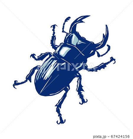 クワガタムシのオス 筆描き・2色濃色 クワガタムシのオス 筆描き・2色濃色 67424156