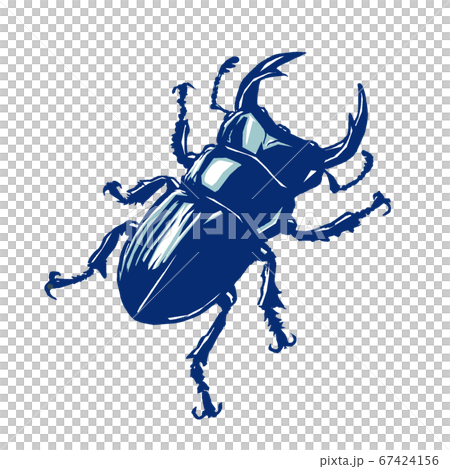 クワガタムシのオス 筆描き・2色濃色 クワガタムシのオス 筆描き・2色濃色 67424156