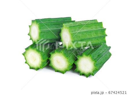 Slice luffa acutangula isolated on white 67424521
