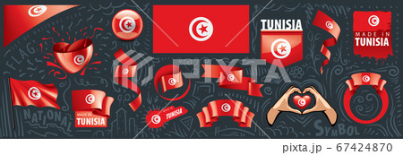 Vector set of the national flag of Tunisia in various creative designs 67424870