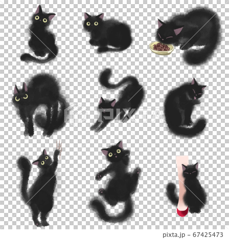 もふもふ黒猫詰め合わせのイラスト素材 [67425473] - PIXTA
