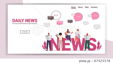 mix race people reading newspapers and discussing daily news chat bubble communication press mass media mix race people reading newspapers and discussing daily news chat bubble communication press mass media 67425578