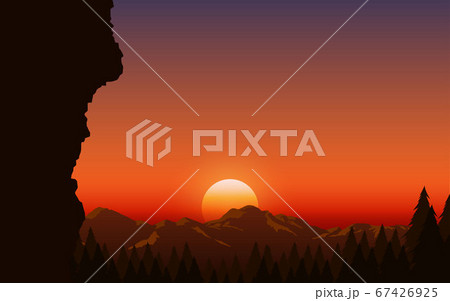 landscape of forest in the mountain in sunset 67426925