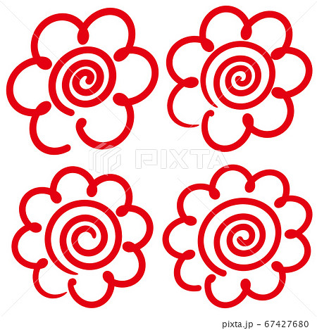 形が整っている赤い花まるのデザイン ベクターイラスト背景透明のイラスト素材
