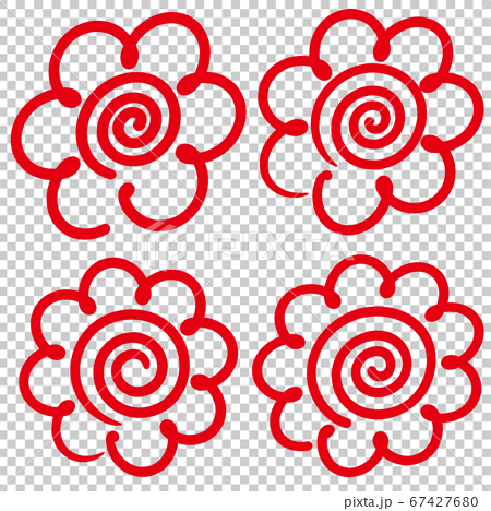 形が整っている赤い花まるのデザイン ベクターイラスト背景透明のイラスト素材