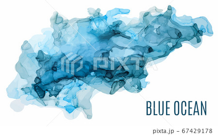 Blue ink background, wet ink, hand drawn vector  67429178