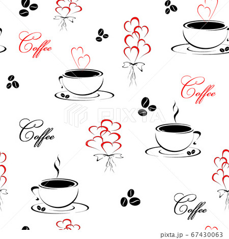 Seamless pattern with coffee cups and hearts Seamless pattern with coffee cups and hearts 67430063