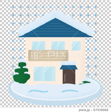 大雪の被害を受ける住宅のベクターイラストのイラスト素材