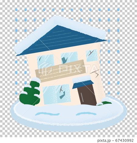 大雪の被害を受ける住宅のベクターイラスト 大雪の被害を受ける住宅のベクターイラスト 67430992