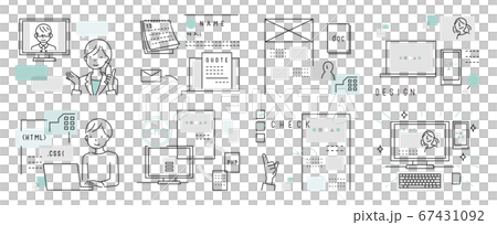 Webサイト制作の流れの線画イラスト 67431092
