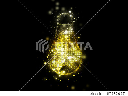 金色の点で描いた光輝く抽象的な電球のイラストのイラスト素材