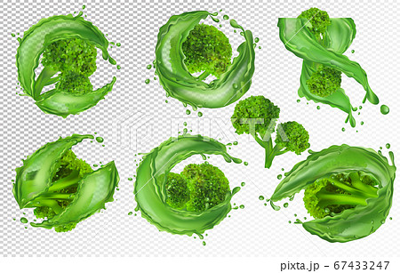 3D realistic broccoli. Collection fresh vegetables. Broccoli cabbage with splash liquid. Nature product. Detailed vector illustration 3D realistic broccoli. Collection fresh vegetables. Broccoli cabbage with splash liquid. Nature product. Detailed vector illustration 67433247