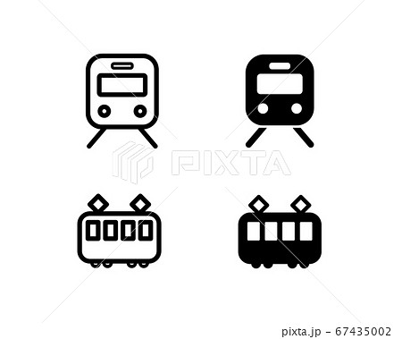 電車のアイコンのセット 列車 シルエットのイラスト素材