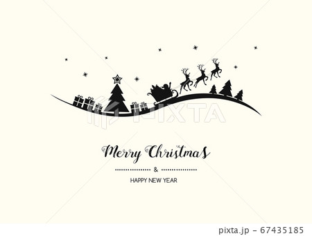 Vintage Christmas card with hand drawn Santa...のイラスト素材 [67435185] - PIXTA