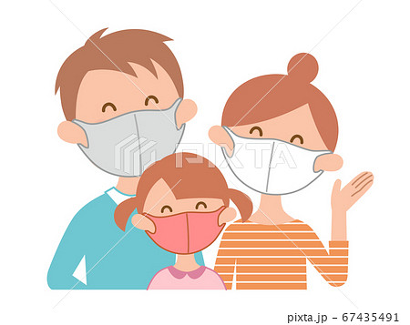 マスクをつけた家族 67435491