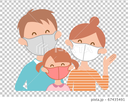 マスクをつけた家族 67435491