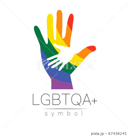Vector LGBTQA logo symbol. Pride flag background. Icon for gay, lesbian, bisexual, transsexual, queer and allies person. Can be use for sign activism, psychology or counseling. LGBT logotype on white. 67436245
