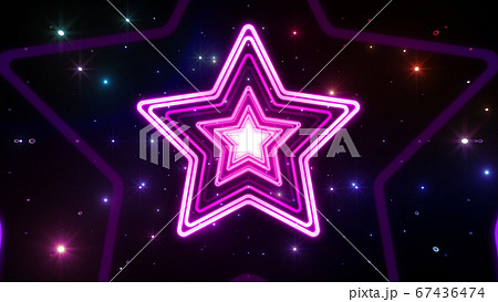 スター 星 トンネル 光 ネオン ディスコ チューブ 3Dイラスト 背景 バックグラウンド 67436474
